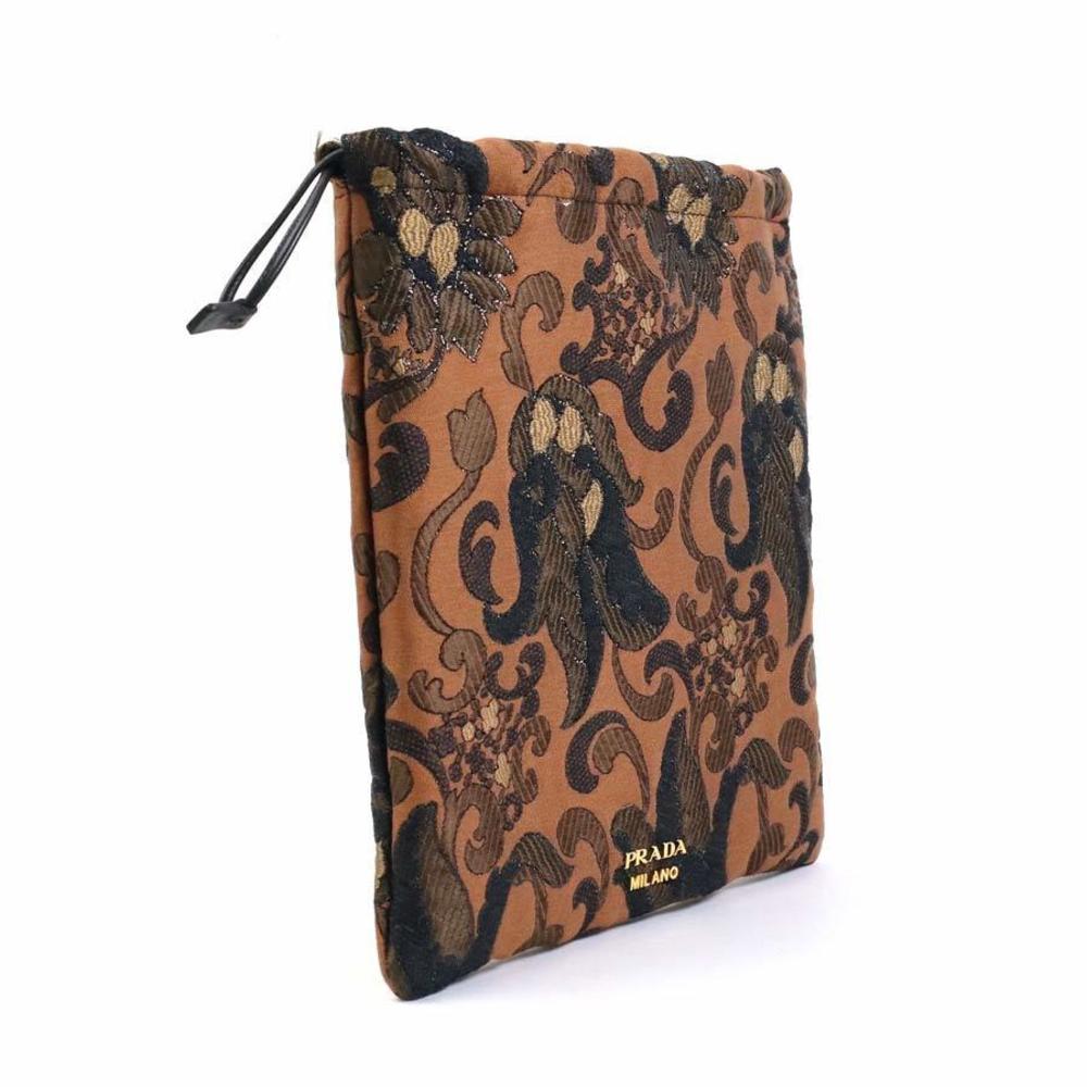 Prada Pouch Drawstring Acrylic Brown - image 1